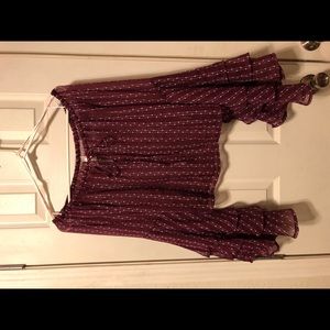 Off the shoulder, bell sleeve crop top.